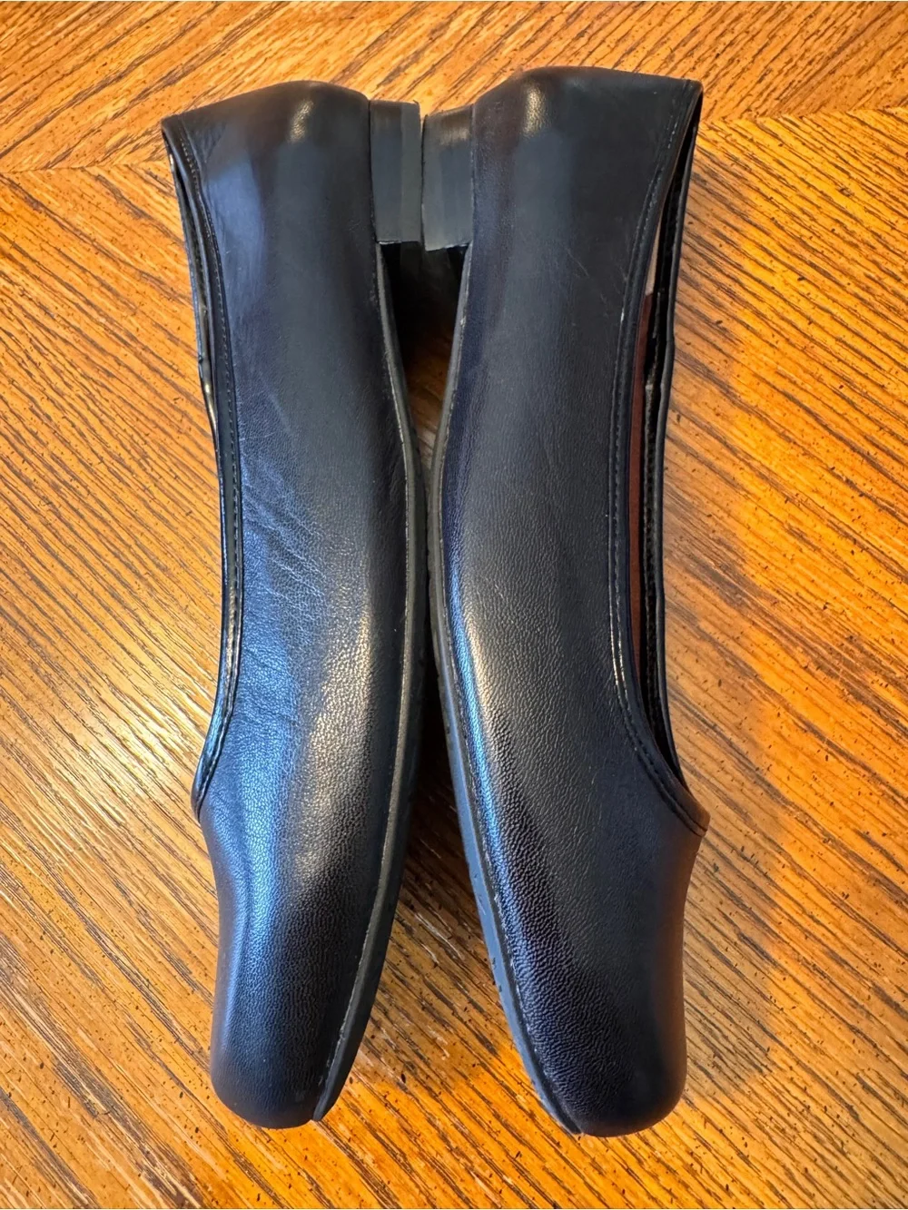 Ros Hommerson Black Leather Slip-On Ballet Flats